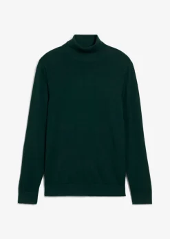Hombre bonprix bonprix Jersey de punto fino con lana merina de calidad con cuello vuelto y corte ajustado