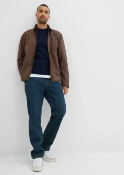 Hombre bonprix bonprix Jersey de punto fino con patrón trenzado de suave mezcla de algodón, slim fit