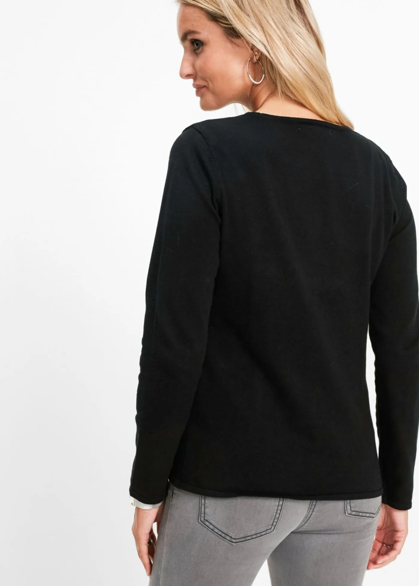 Mujer bonprix bonprix Jersey de punto fino con detalles de tachuelas