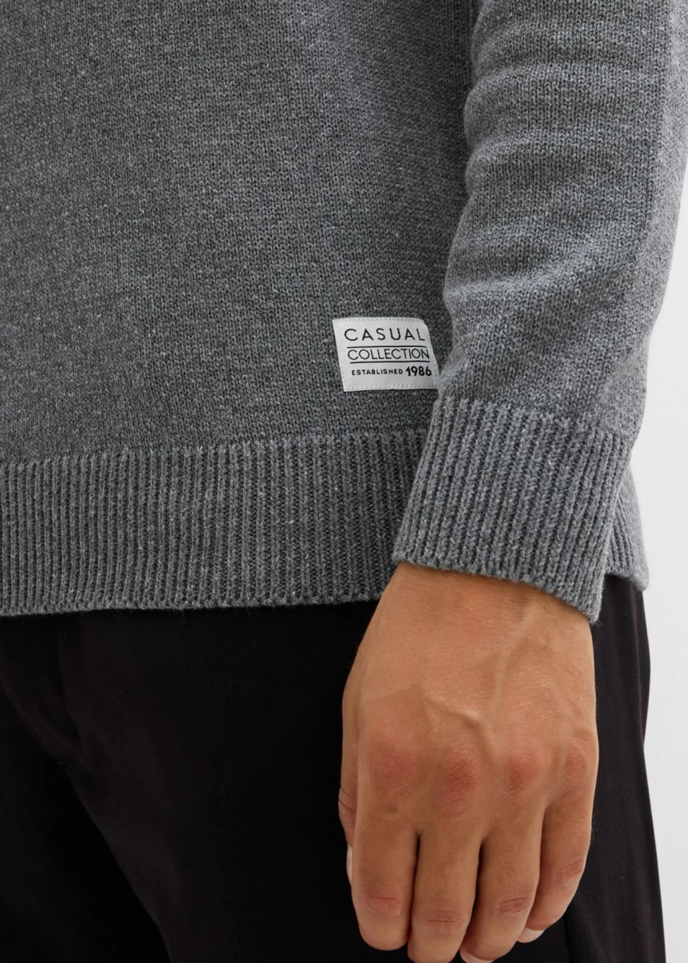 bonprix bonprix Básicos En Rebajas|Jerséis Y Cárdigans>Jersey de punto fino con algodón reciclado Gris jaspeado