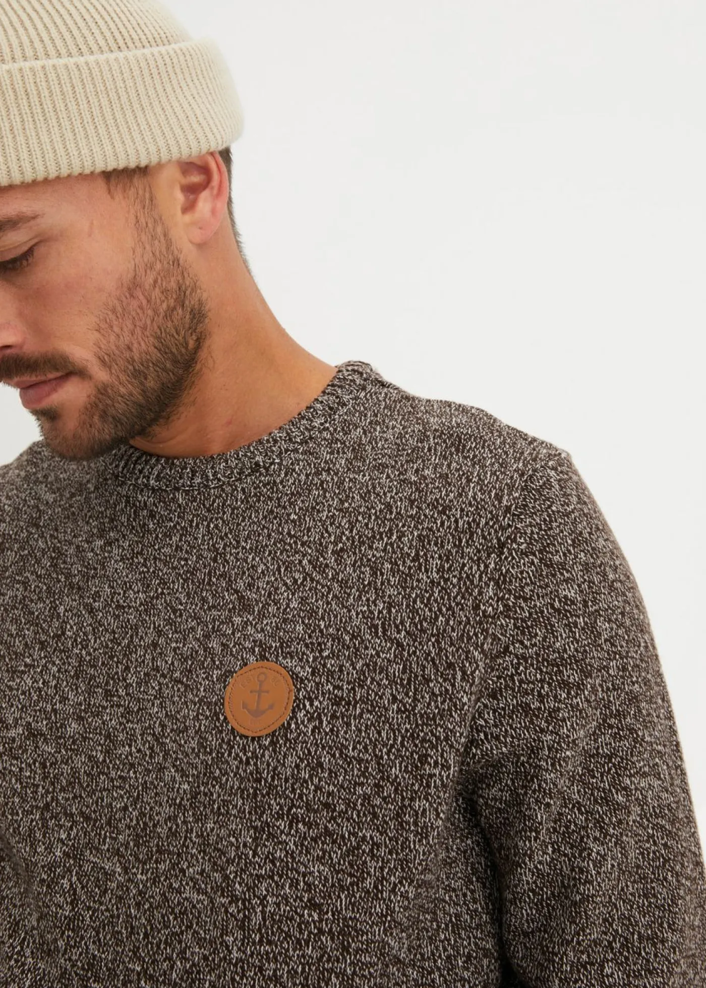 bonprix bonprix Jerséis Y Cárdigans>Jersey de punto fino con algodón puro marrón oscuro moteado