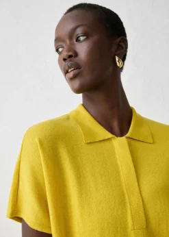 Mujer bonprix bonprix Jersey de punto fino con contenido de seda y cuello tipo polo