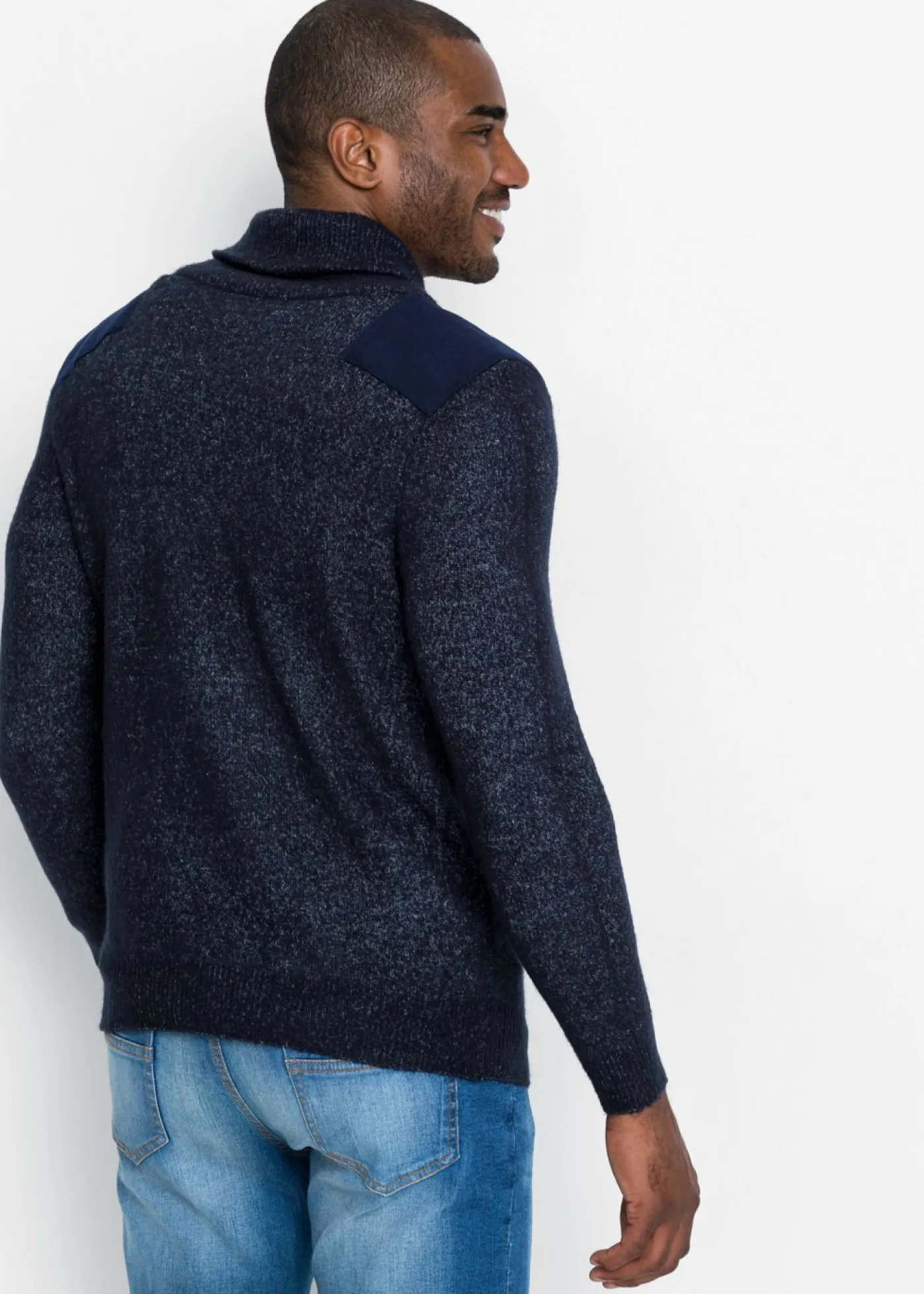 Hombre bonprix bonprix Jersey de punto fino con cuello tipo chal