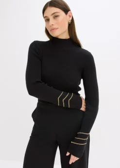 Mujer bonprix bonprix Jersey de punto fino con cadenas doradas