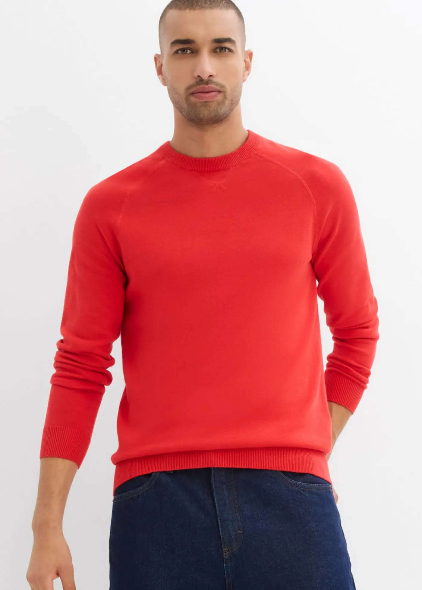 bonprix bonprix Básicos En Rebajas|Jerséis Y Cárdigans>Jersey de punto fino de algodón puro (2 unidades) azul marino+fresa