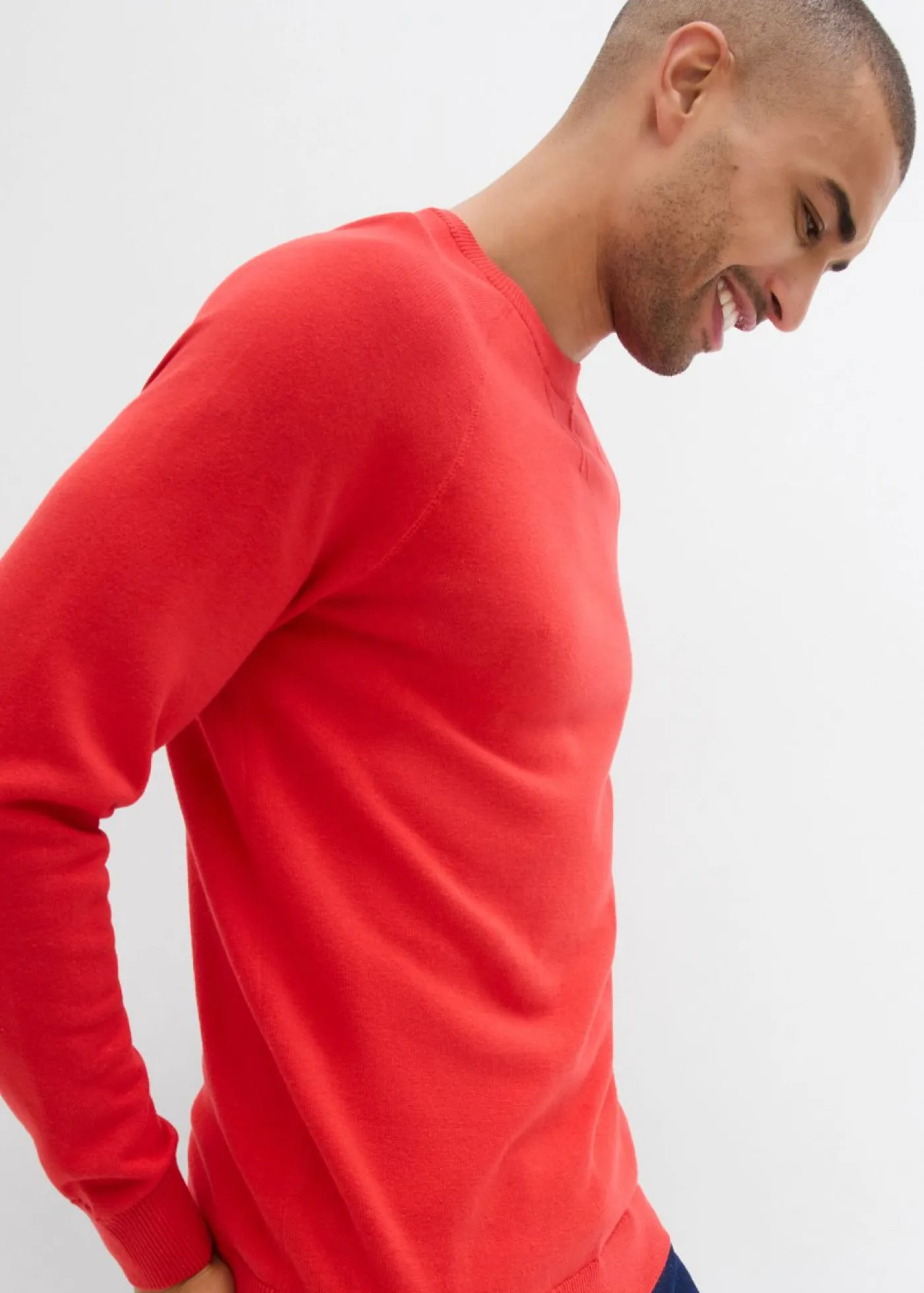 bonprix bonprix Básicos En Rebajas|Jerséis Y Cárdigans>Jersey de punto fino de algodón puro (2 unidades) azul marino+fresa