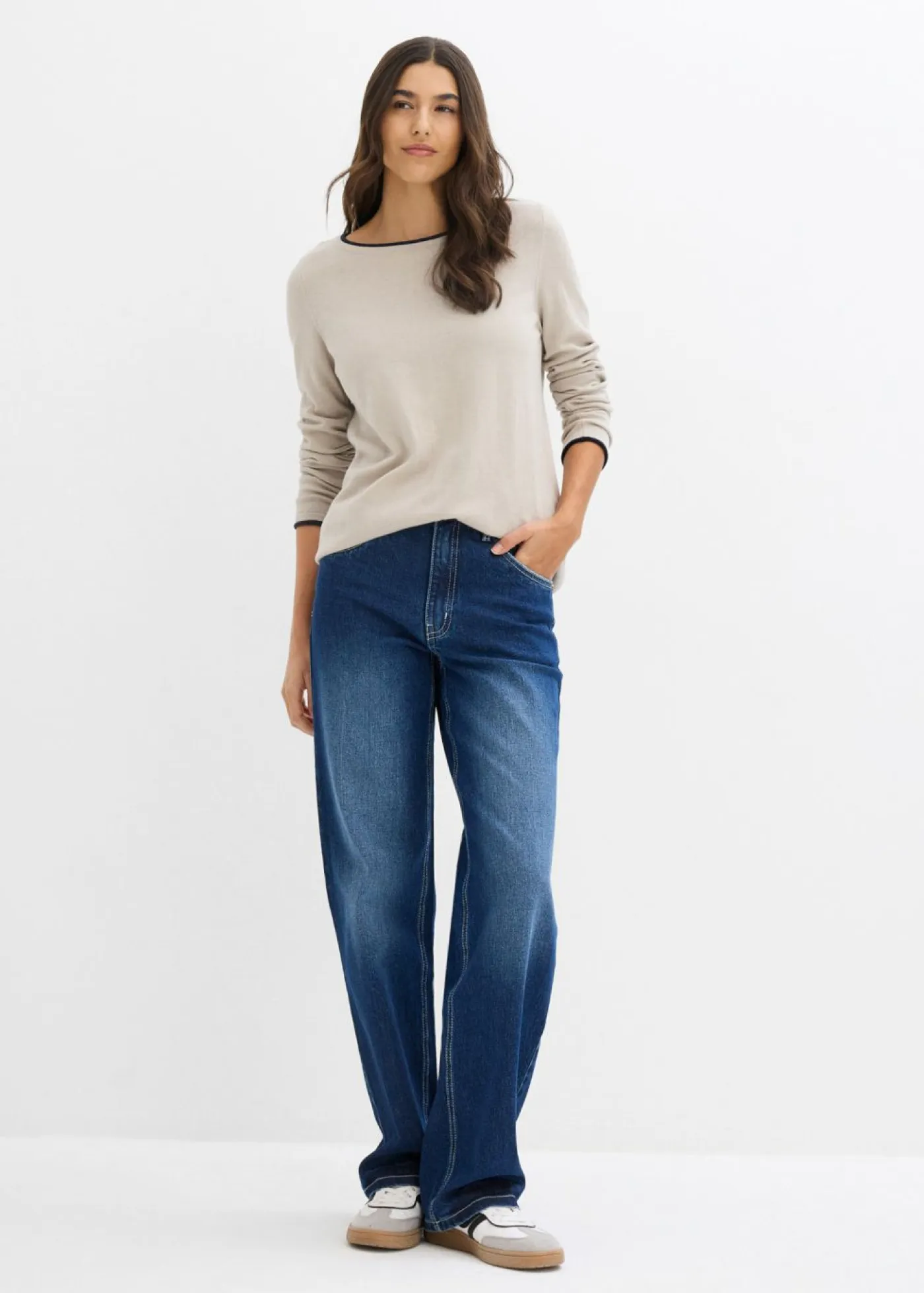 Mujer bonprix bonprix Jersey de punto fino de mezcla de algodón