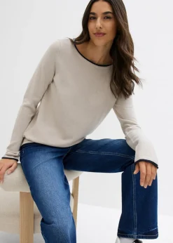 Mujer bonprix bonprix Jersey de punto fino de mezcla de algodón