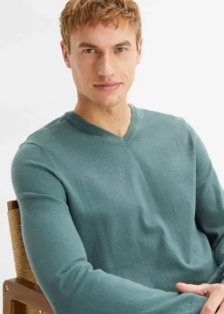 Hombre bonprix bonprix Jersey de punto fino de mezcla de algodón suave