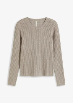 bonprix bonprix Jerséis|Ropa De Punto>Jersey de punto fino de mezcla de viscosa suave plata/piedra natural