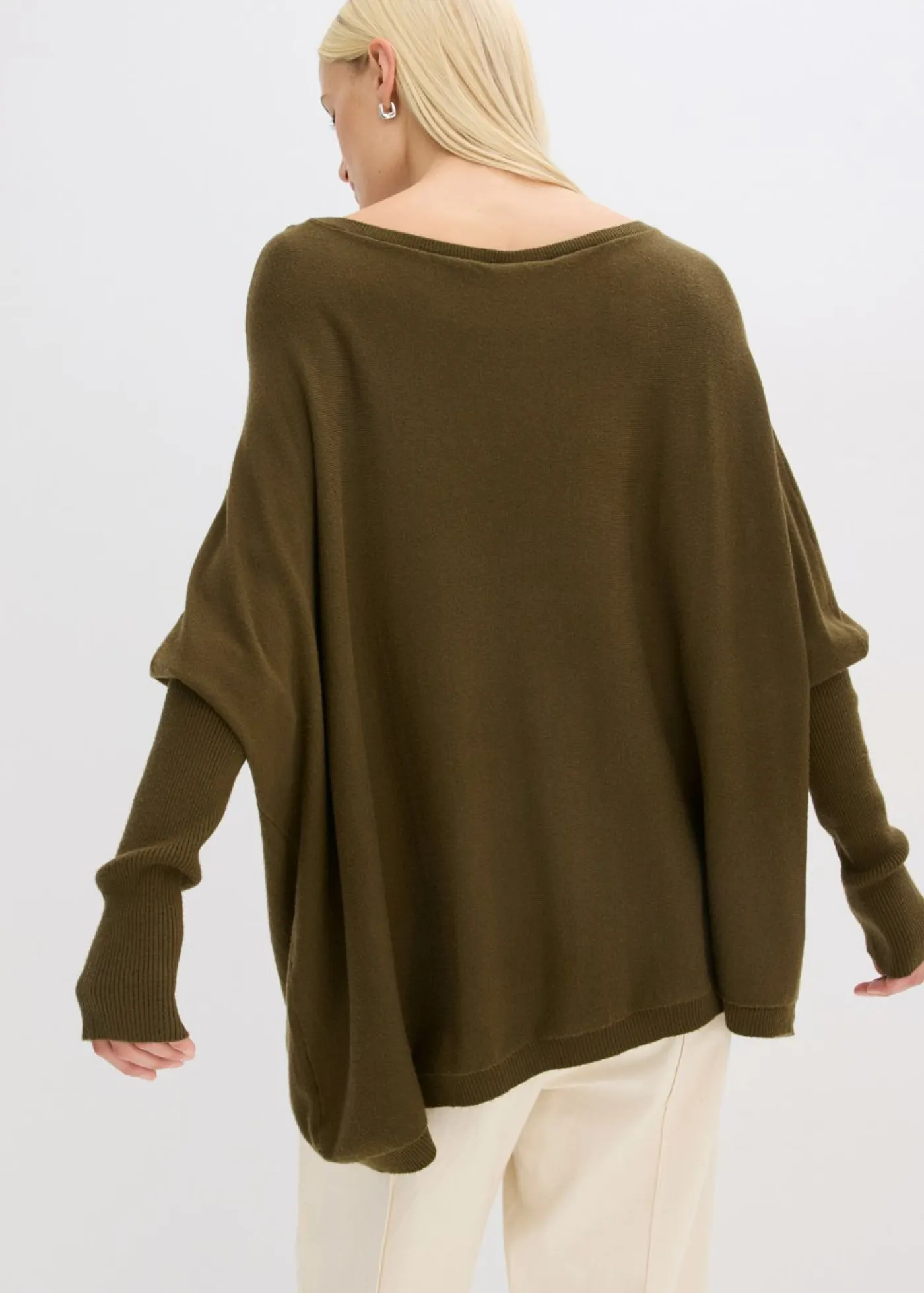 bonprix bonprix Jerséis|Ropa De Punto>Jersey de punto fino de mezcla de viscosa Oliva