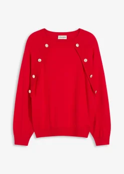 bonprix bonprix Jerséis|Ropa De Punto>Jersey de punto fino de mezcla de viscosa fluida Rojo salsa