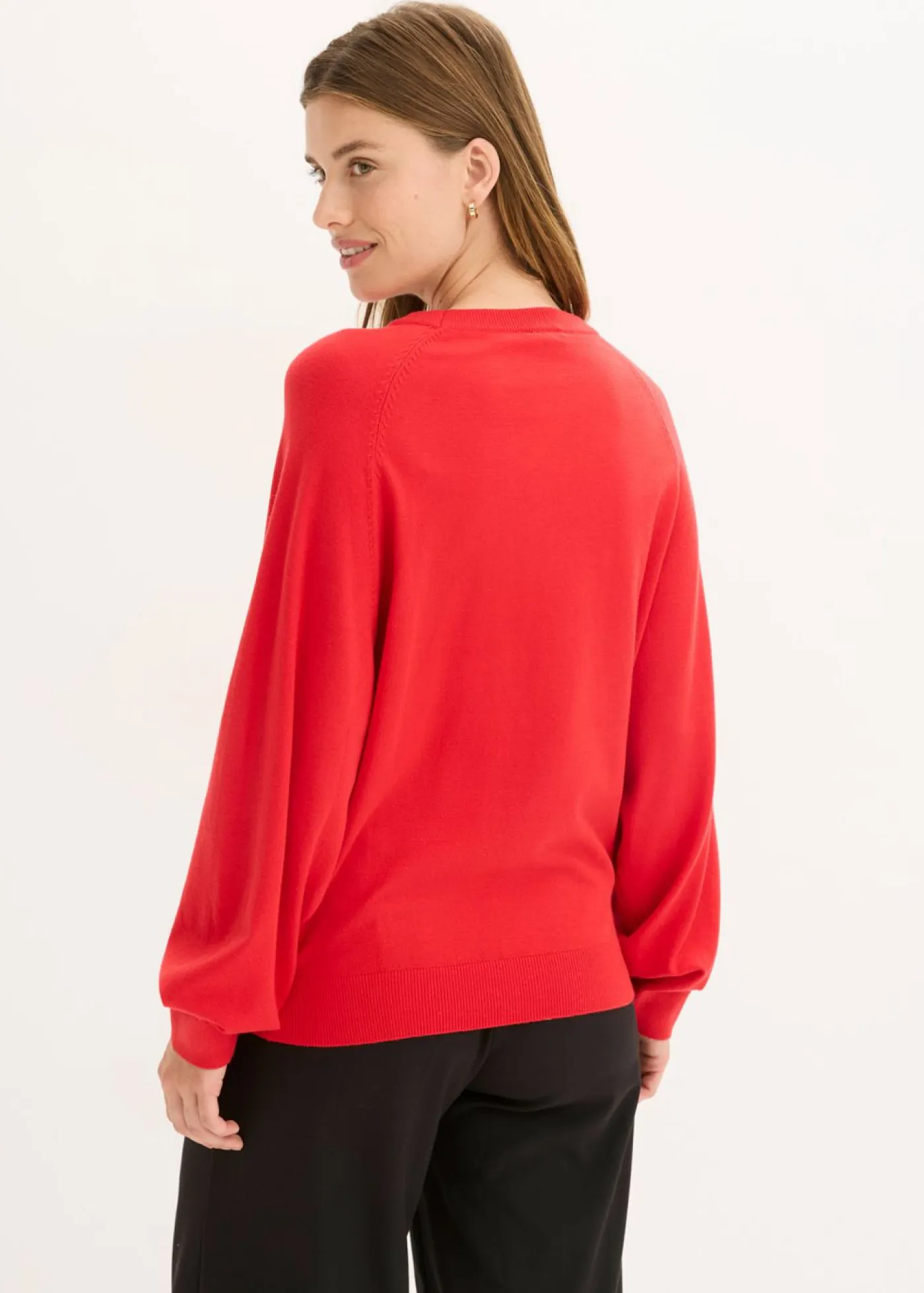 bonprix bonprix Jerséis|Ropa De Punto>Jersey de punto fino de mezcla de viscosa fluida Rojo salsa