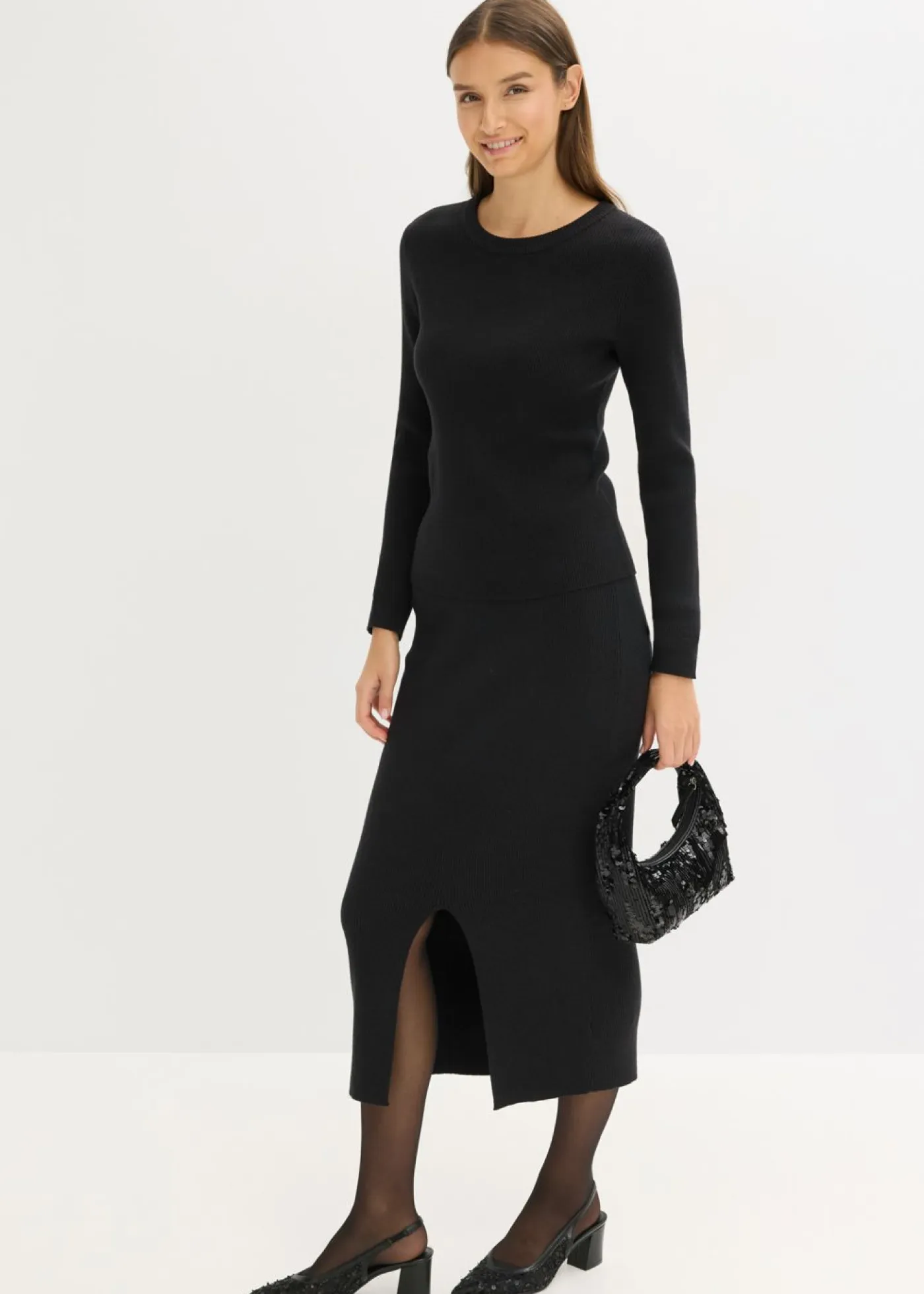 bonprix bonprix Jerséis|Ropa De Punto>Jersey de punto fino de mezcla de viscosa suave Negro