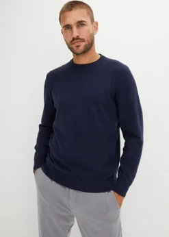 bonprix bonprix Básicos En Rebajas|Jerséis Y Cárdigans>Jersey de punto fino de suave mezcla de algodón Azul marino