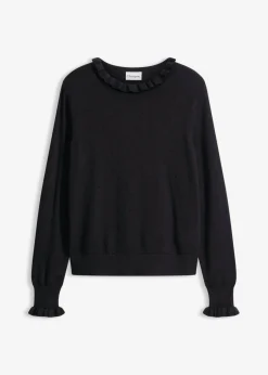 bonprix bonprix Jerséis|Ropa De Punto>Jersey de punto fino en mezcla de viscosa Negro