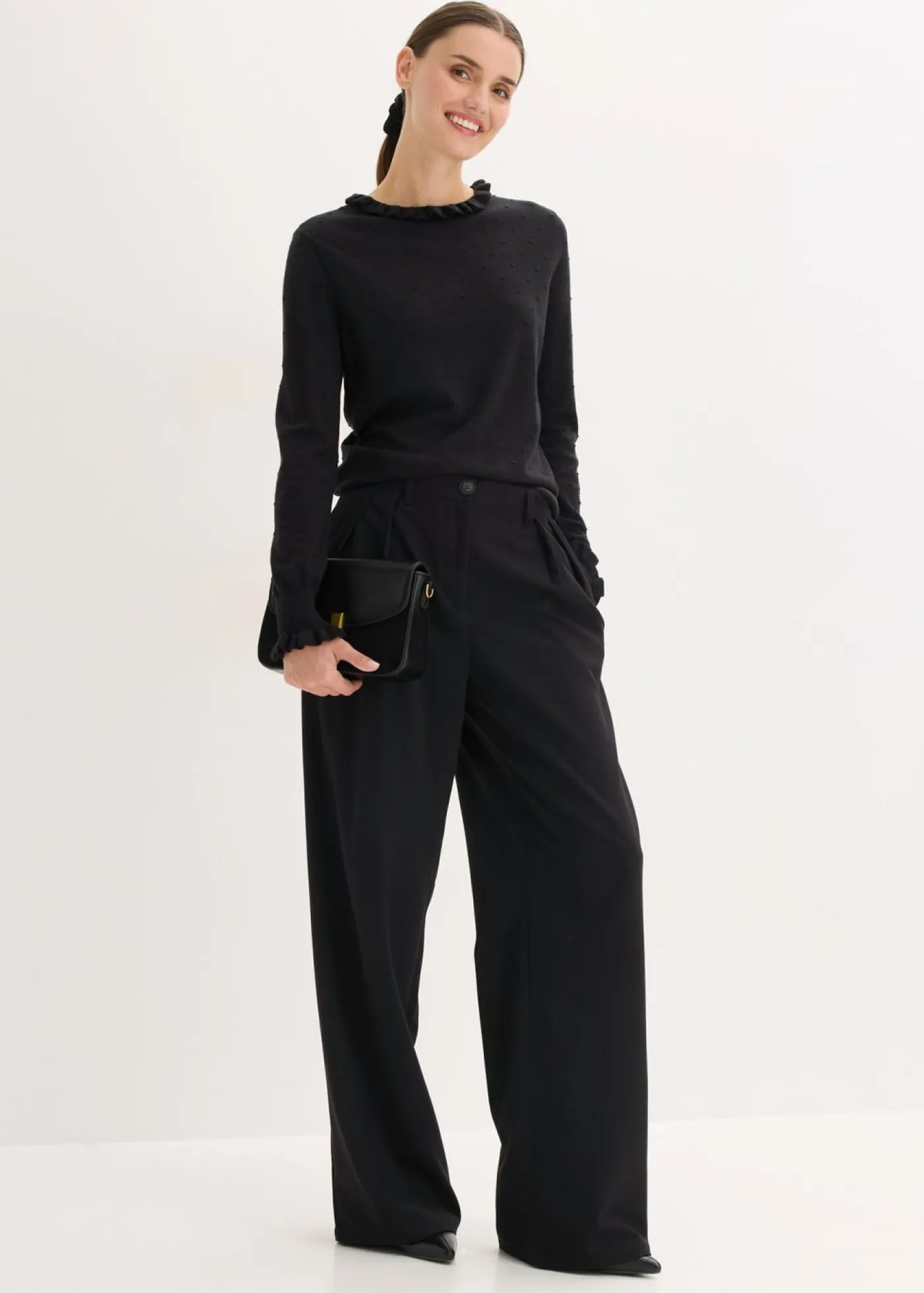 bonprix bonprix Jerséis|Ropa De Punto>Jersey de punto fino en mezcla de viscosa Negro