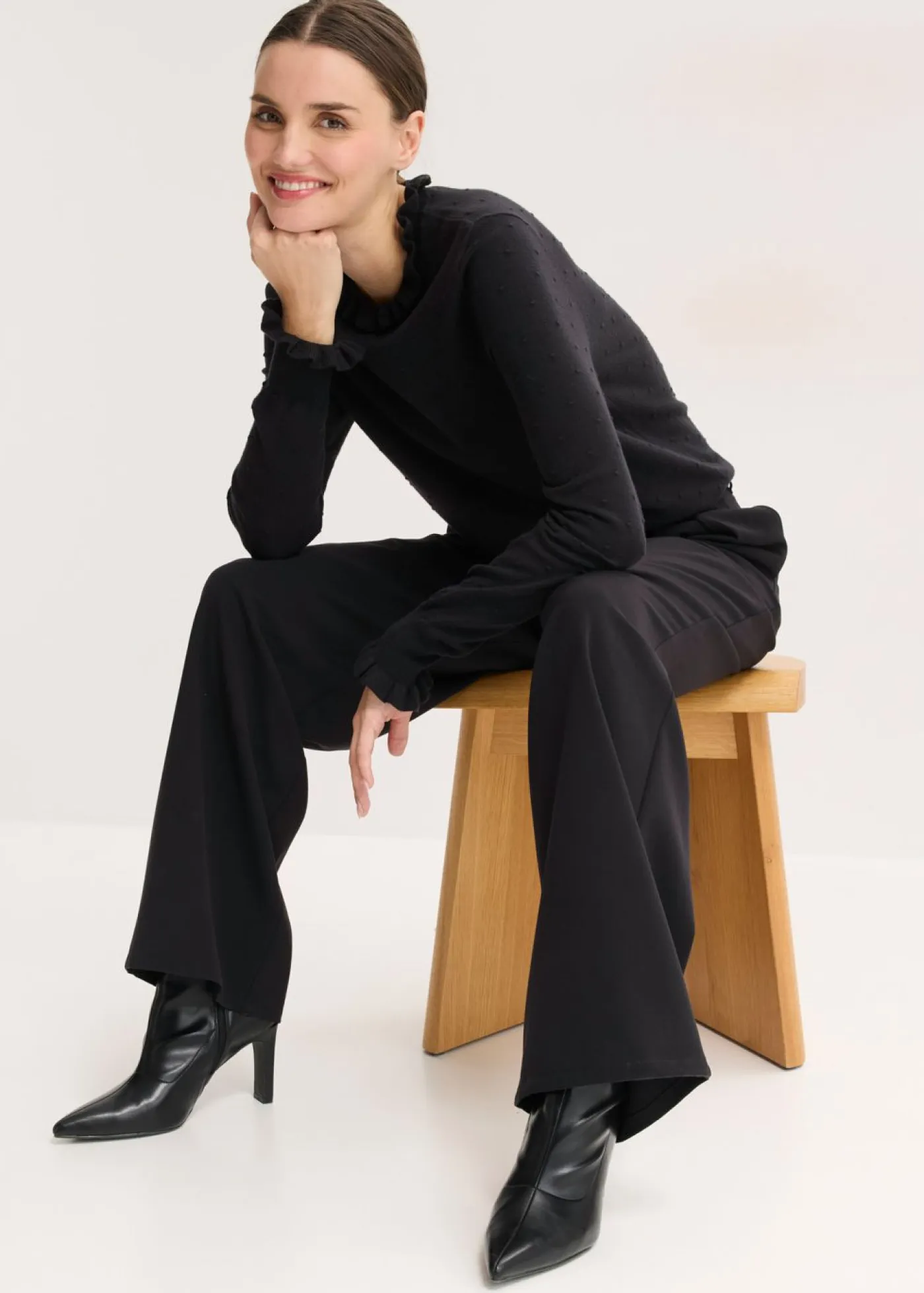 bonprix bonprix Jerséis|Ropa De Punto>Jersey de punto fino en mezcla de viscosa Negro