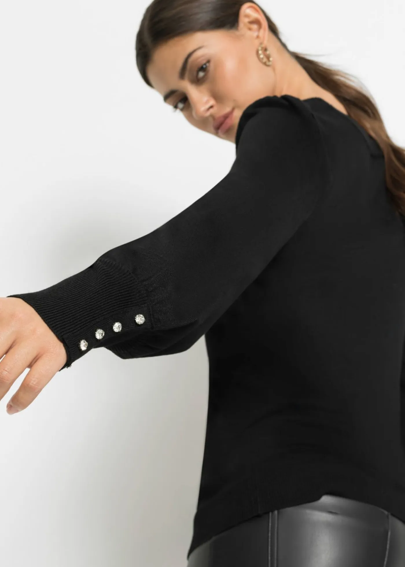 bonprix bonprix Jerséis|Ropa De Punto>Jersey de punto fino en mezcla de viscosa Negro