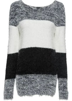 bonprix bonprix Jerséis|Ropa De Punto>Jersey de punto grueso Negro-blanco con rayas