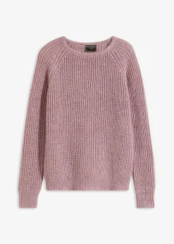 bonprix bonprix Jerséis|Ropa De Punto>Jersey de punto grueso con hilo brillante Rosa ceniza