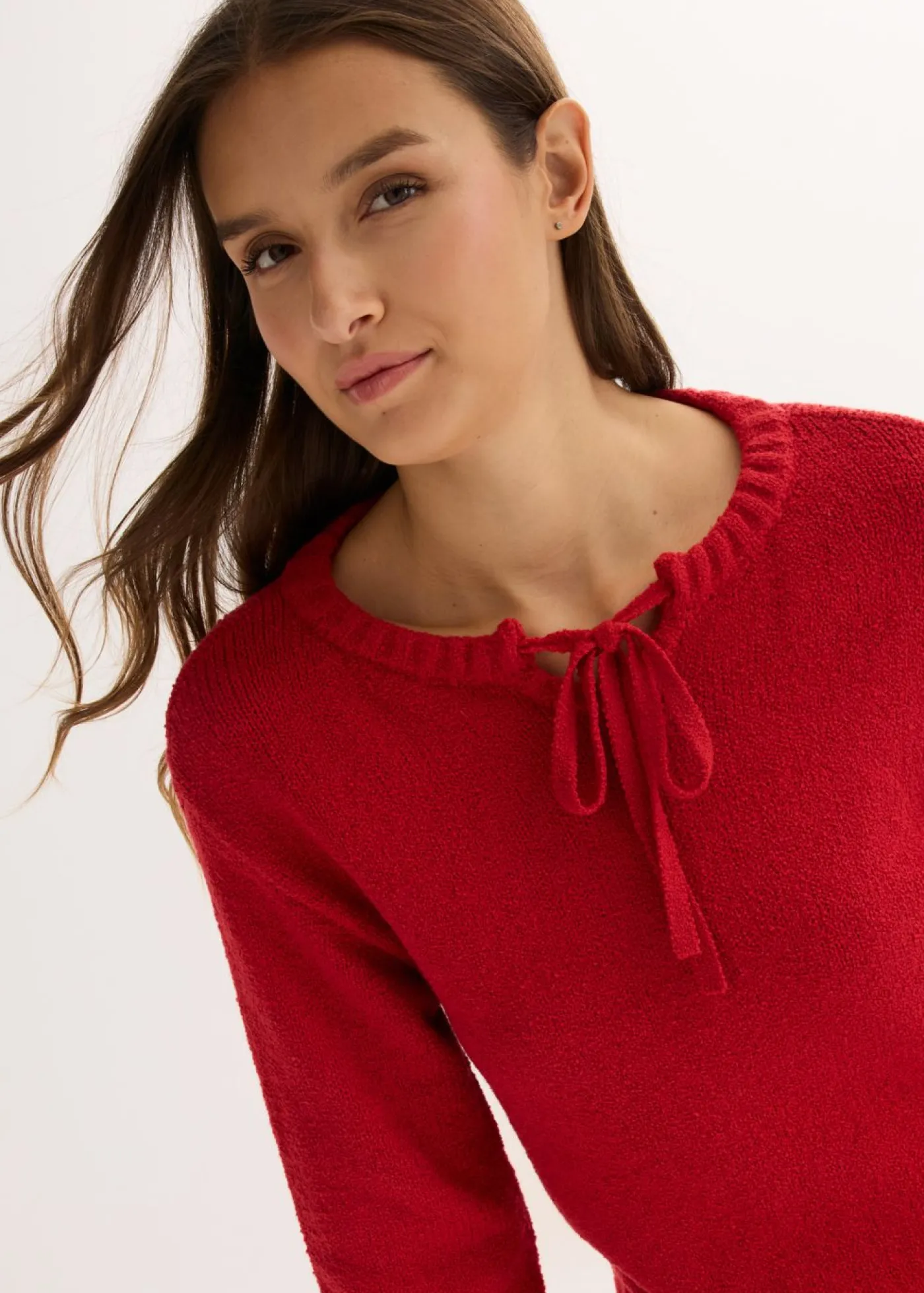 bonprix bonprix Jerséis|Ropa De Punto>Jersey de punto grueso con cordón rojo cayena