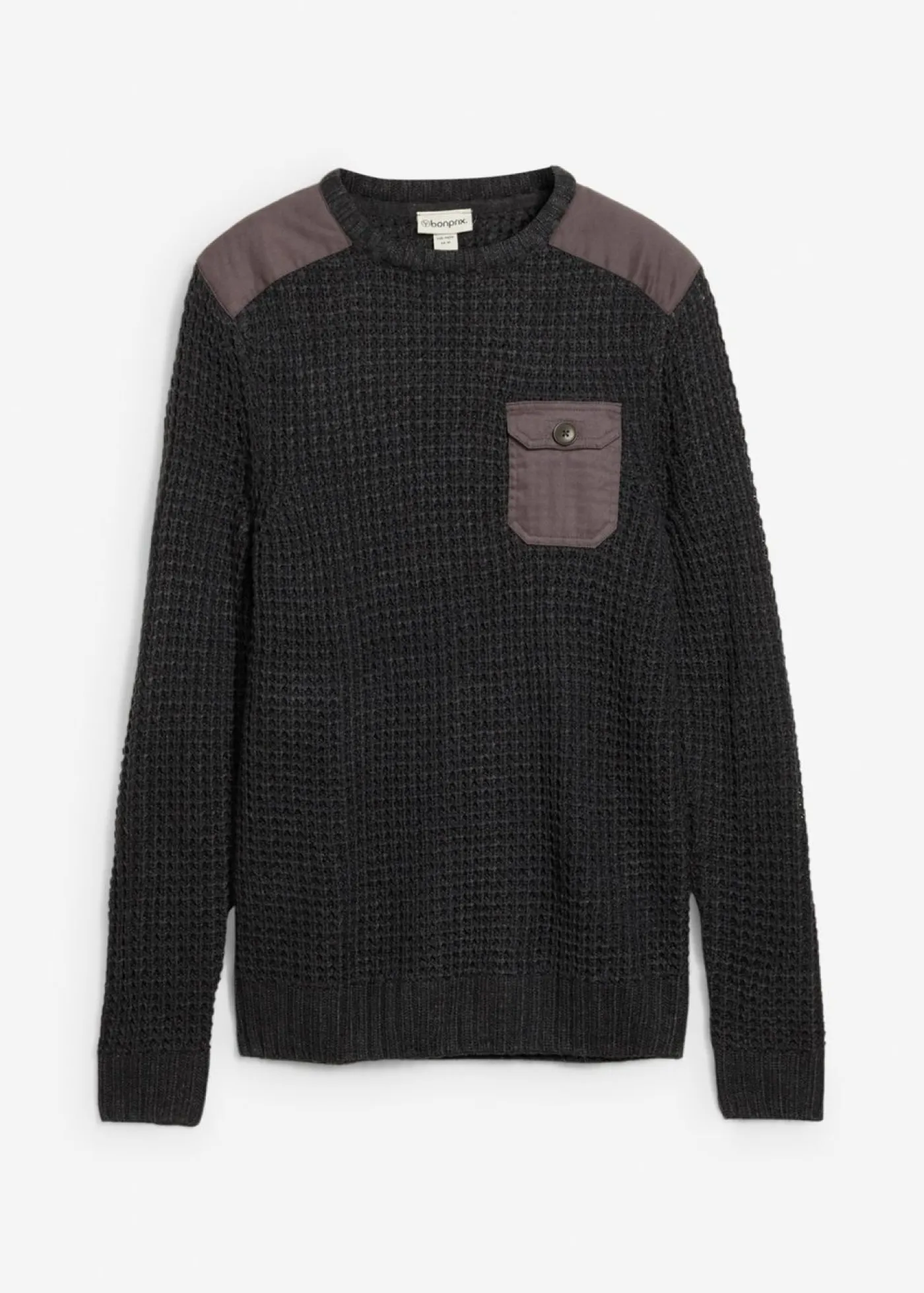 Hombre bonprix bonprix Jersey de punto grueso con bolsillo de solapa