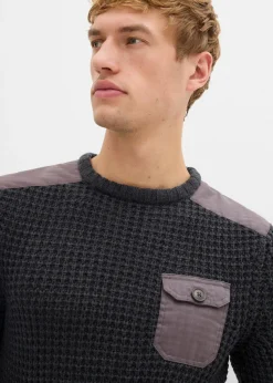Hombre bonprix bonprix Jersey de punto grueso con bolsillo de solapa
