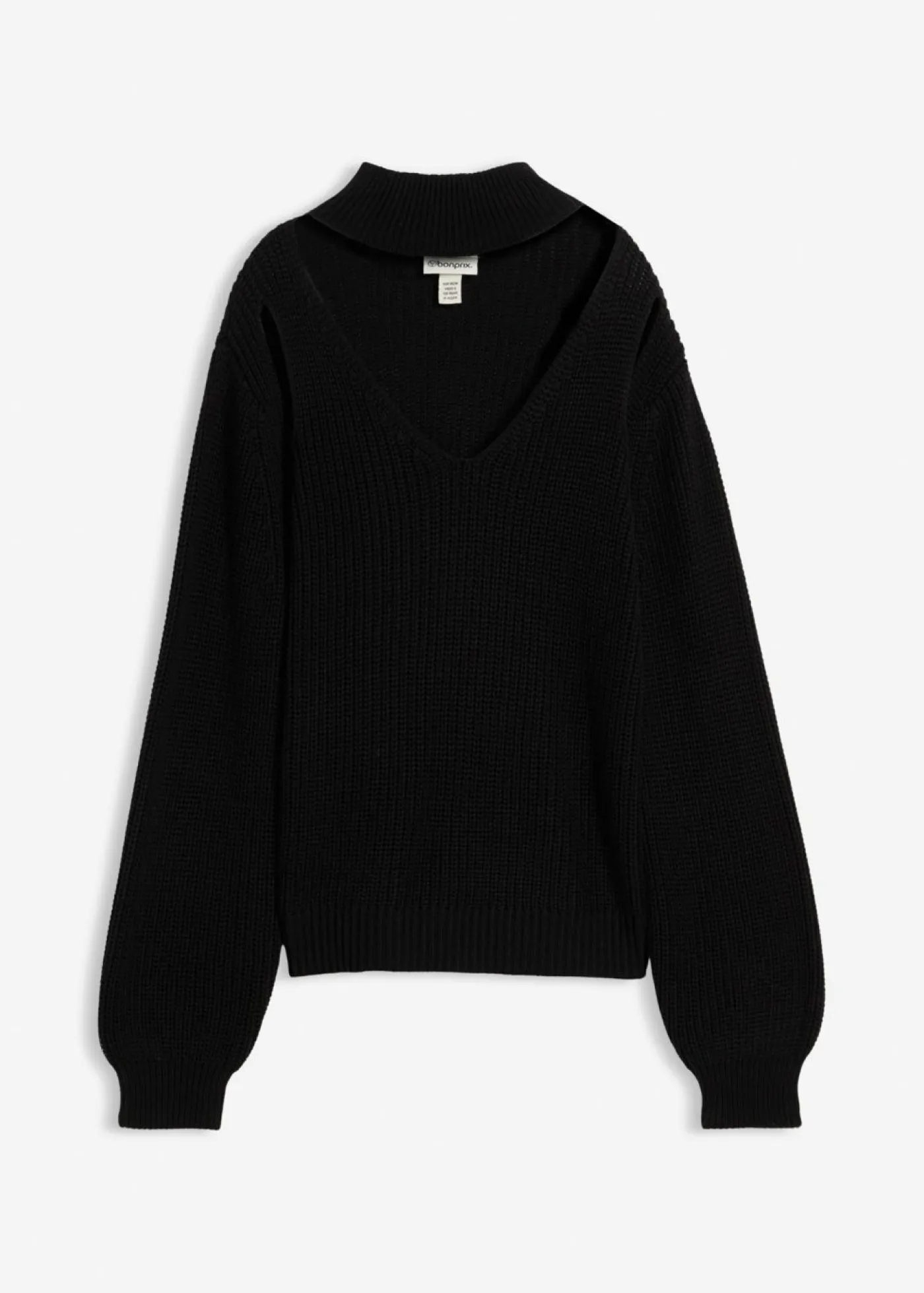 bonprix bonprix Jerséis|Ropa De Punto>Jersey de punto grueso con aberturas Negro