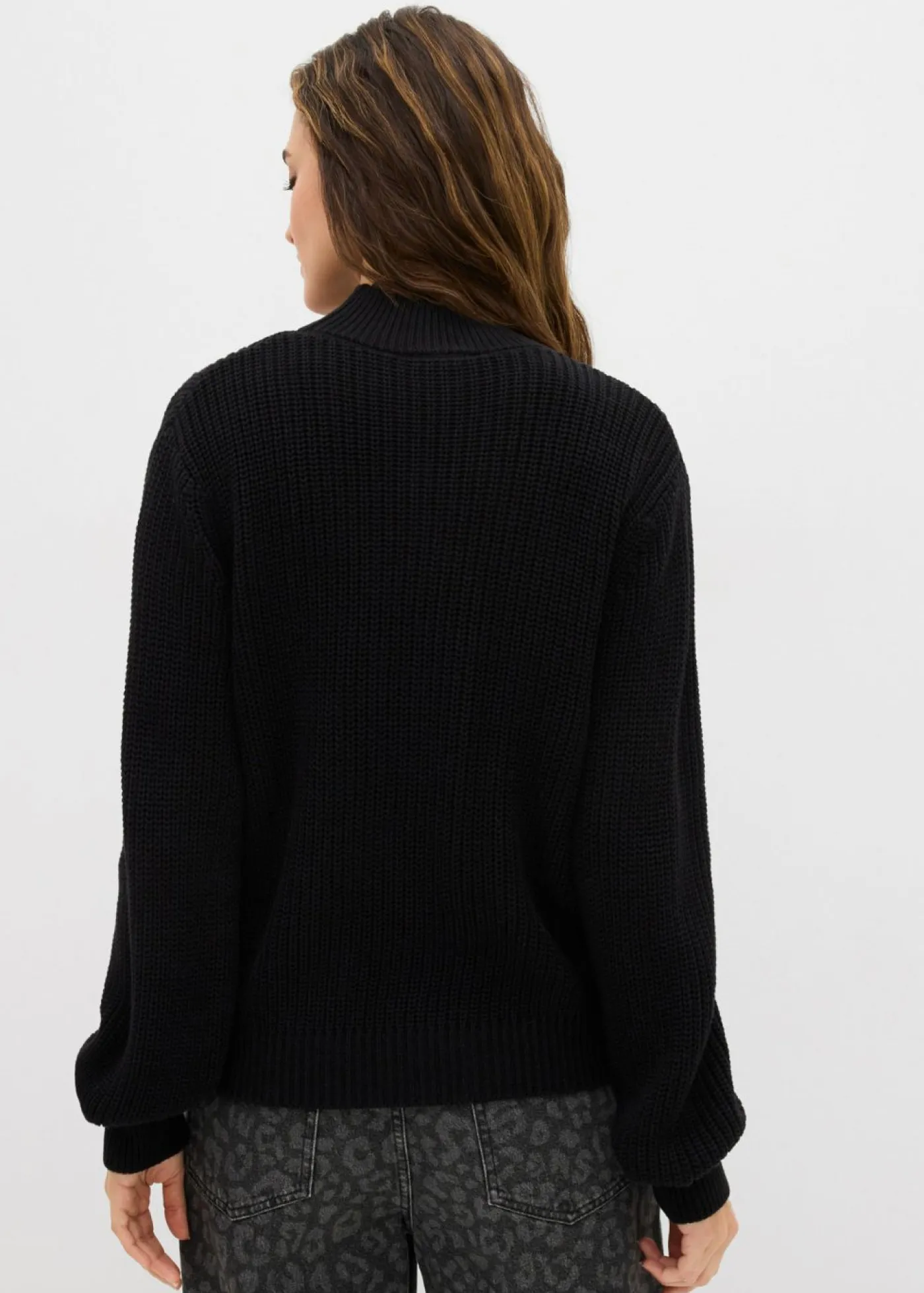 bonprix bonprix Jerséis|Ropa De Punto>Jersey de punto grueso con aberturas Negro