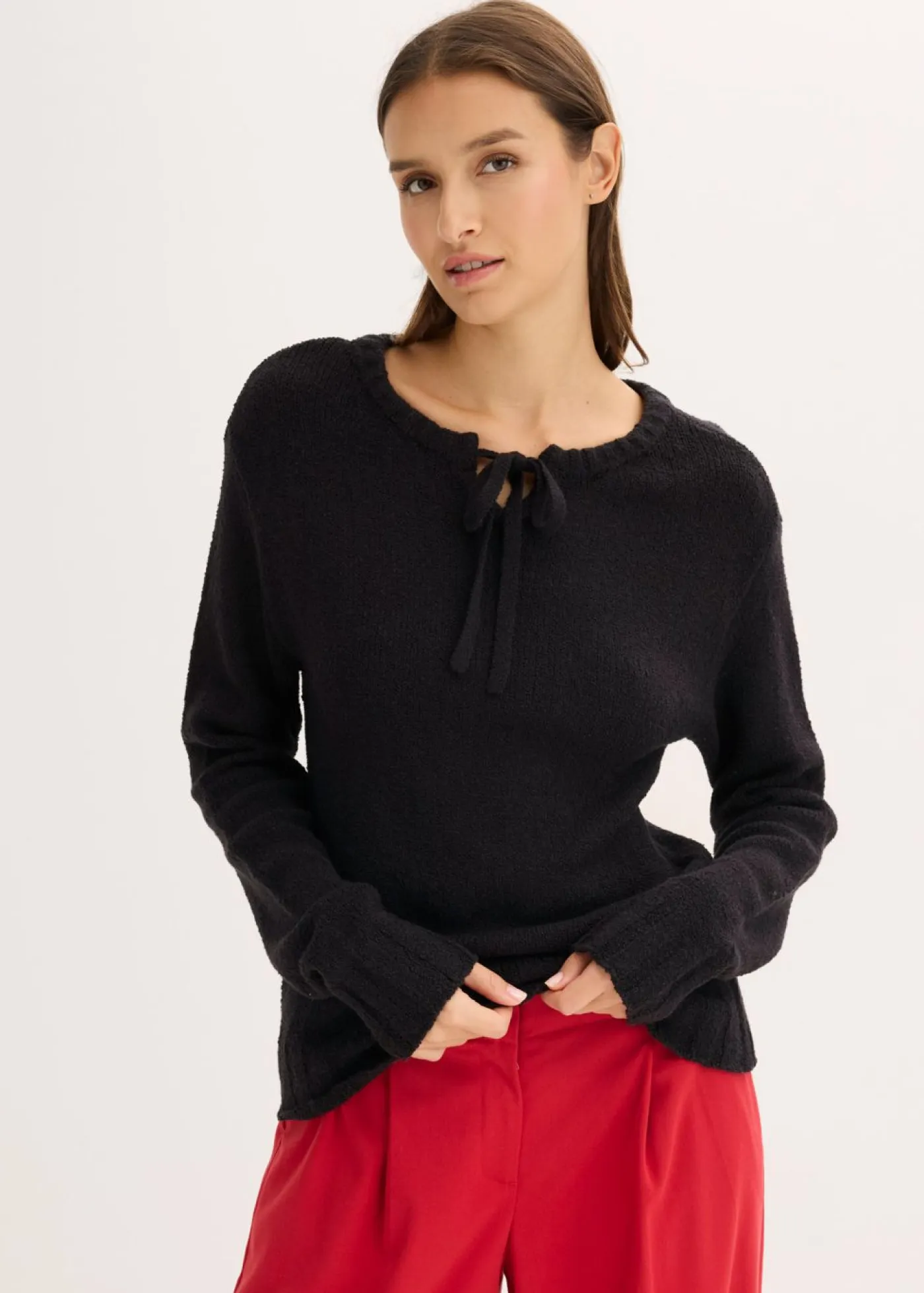 Mujer bonprix bonprix Jersey de punto grueso con cordón