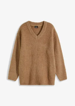 bonprix bonprix Jerséis|Ropa De Punto>Jersey de punto grueso con escote en V Camel