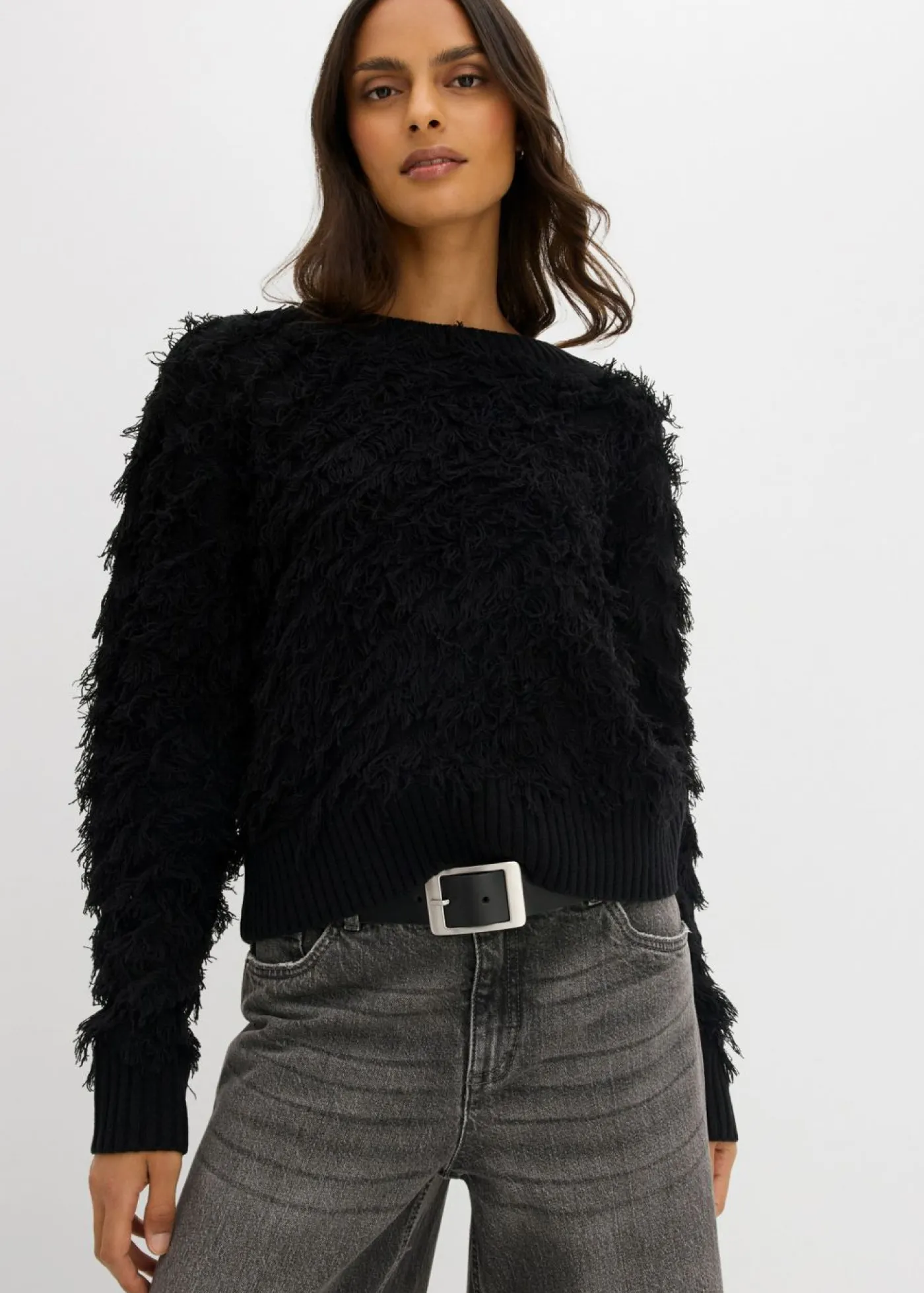 Mujer bonprix bonprix Jersey de punto grueso con flecos