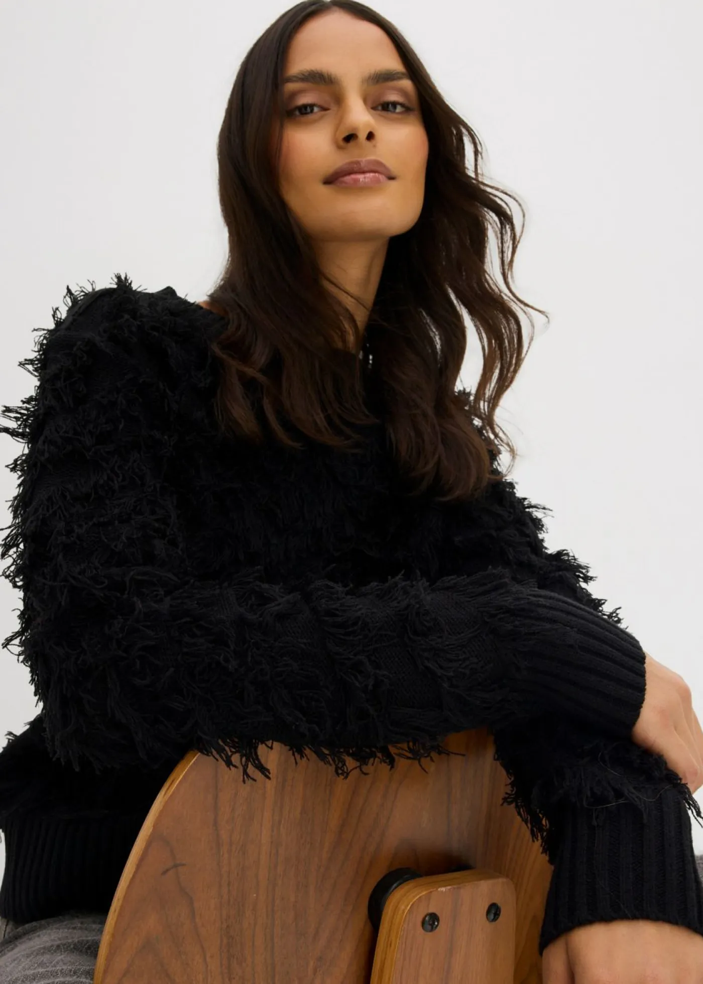 Mujer bonprix bonprix Jersey de punto grueso con flecos