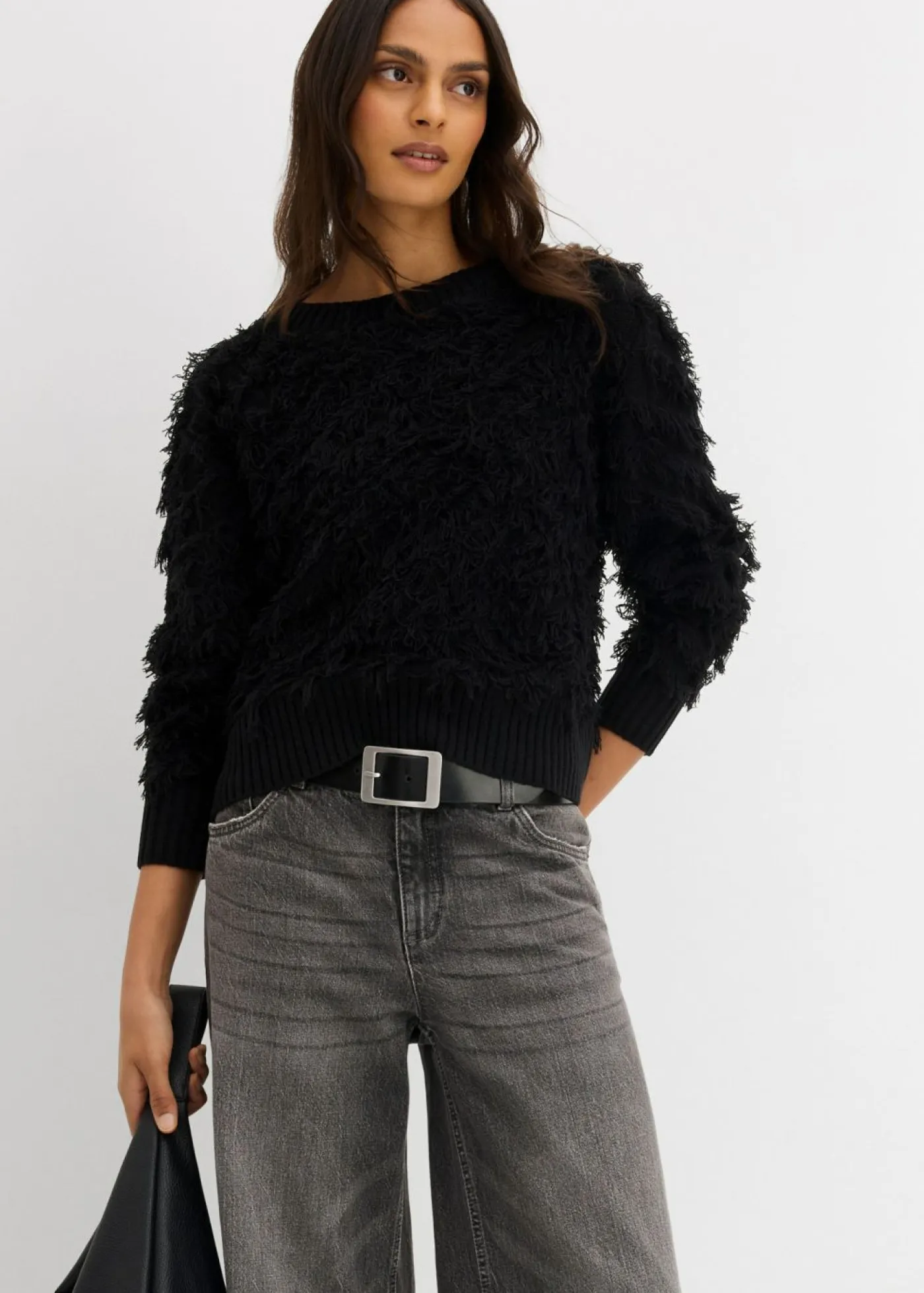 Mujer bonprix bonprix Jersey de punto grueso con flecos