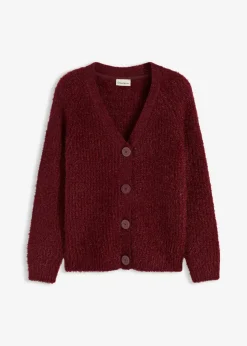 bonprix bonprix Jerséis|Ropa De Punto>Jersey de punto grueso de canalé con efecto brillante Rojo rubí