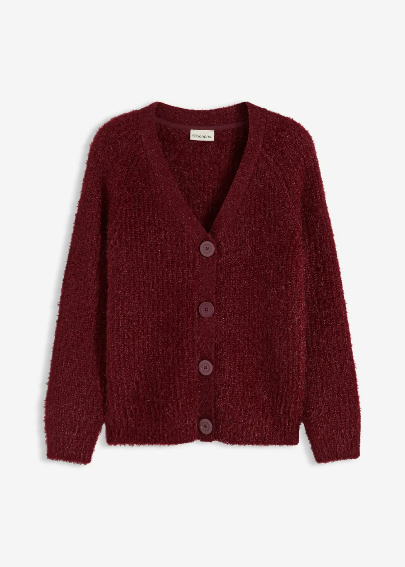 bonprix bonprix Jerséis|Ropa De Punto>Jersey de punto grueso de canalé con efecto brillante Rojo rubí