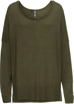 bonprix bonprix Jerséis|Ropa De Punto>Jersey de punto oversize en mezcla de viscosa Verde oliva oscuro