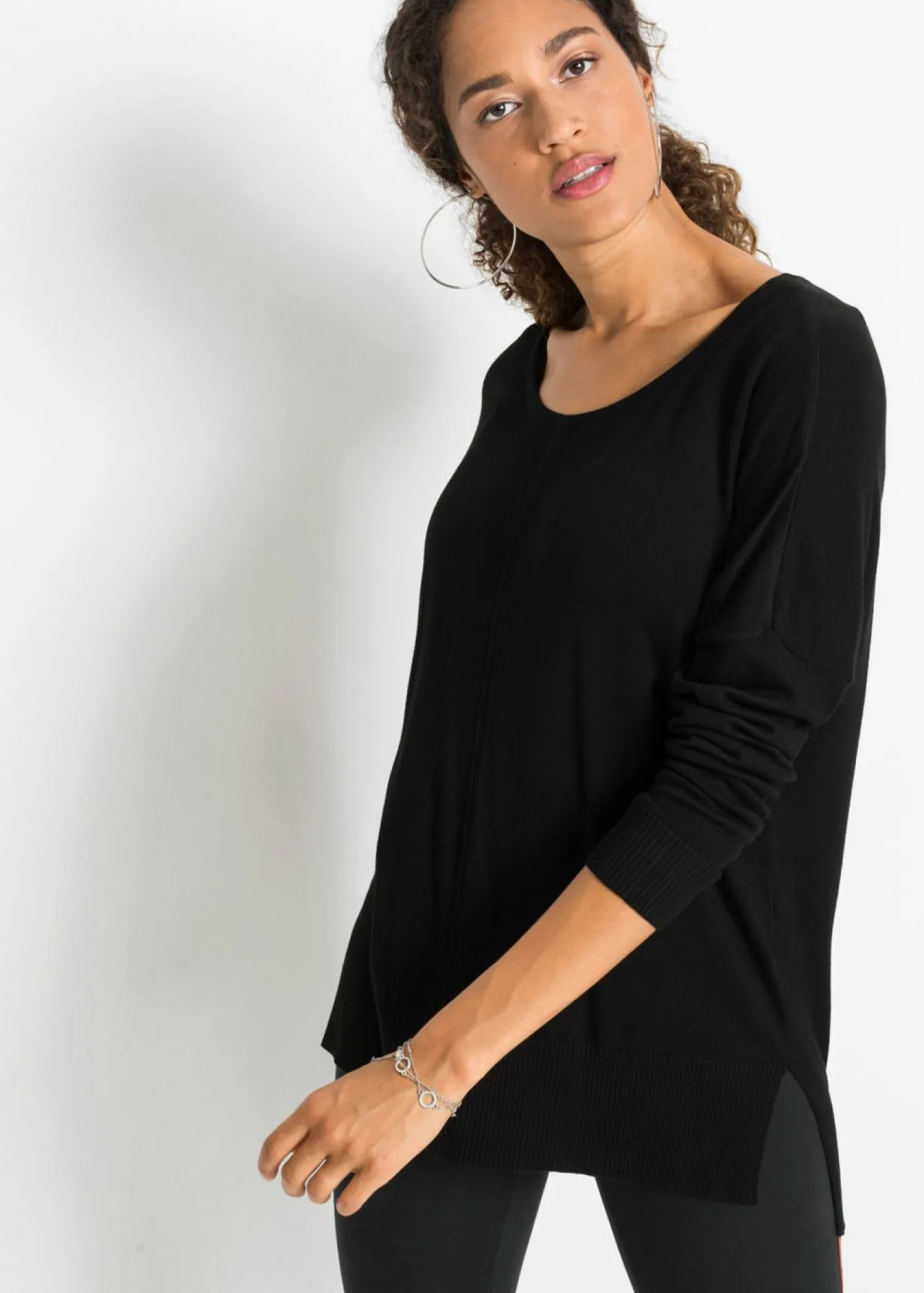 bonprix bonprix Jerséis|Ropa De Punto>Jersey de punto oversize en mezcla de viscosa Negro
