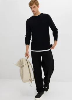 Hombre bonprix bonprix Jersey estructurado con aspecto 2 en 1, confeccionado en mezcla de algodón