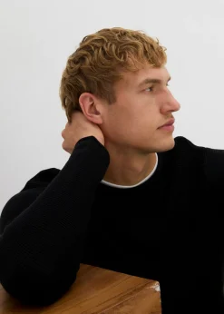 Hombre bonprix bonprix Jersey estructurado con aspecto 2 en 1, confeccionado en mezcla de algodón