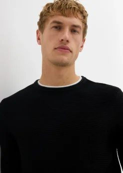 Hombre bonprix bonprix Jersey estructurado con aspecto 2 en 1, confeccionado en mezcla de algodón