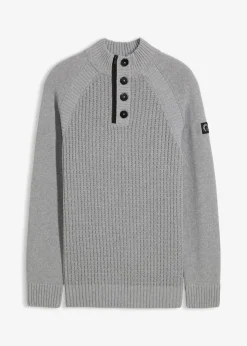 bonprix bonprix Jerséis Y Cárdigans>Jersey estructurado de algodón reciclado con cuello alto Gris jaspeado