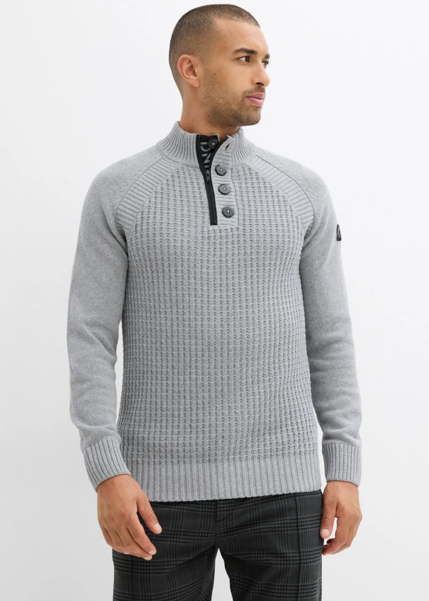 bonprix bonprix Jerséis Y Cárdigans>Jersey estructurado de algodón reciclado con cuello alto Gris jaspeado