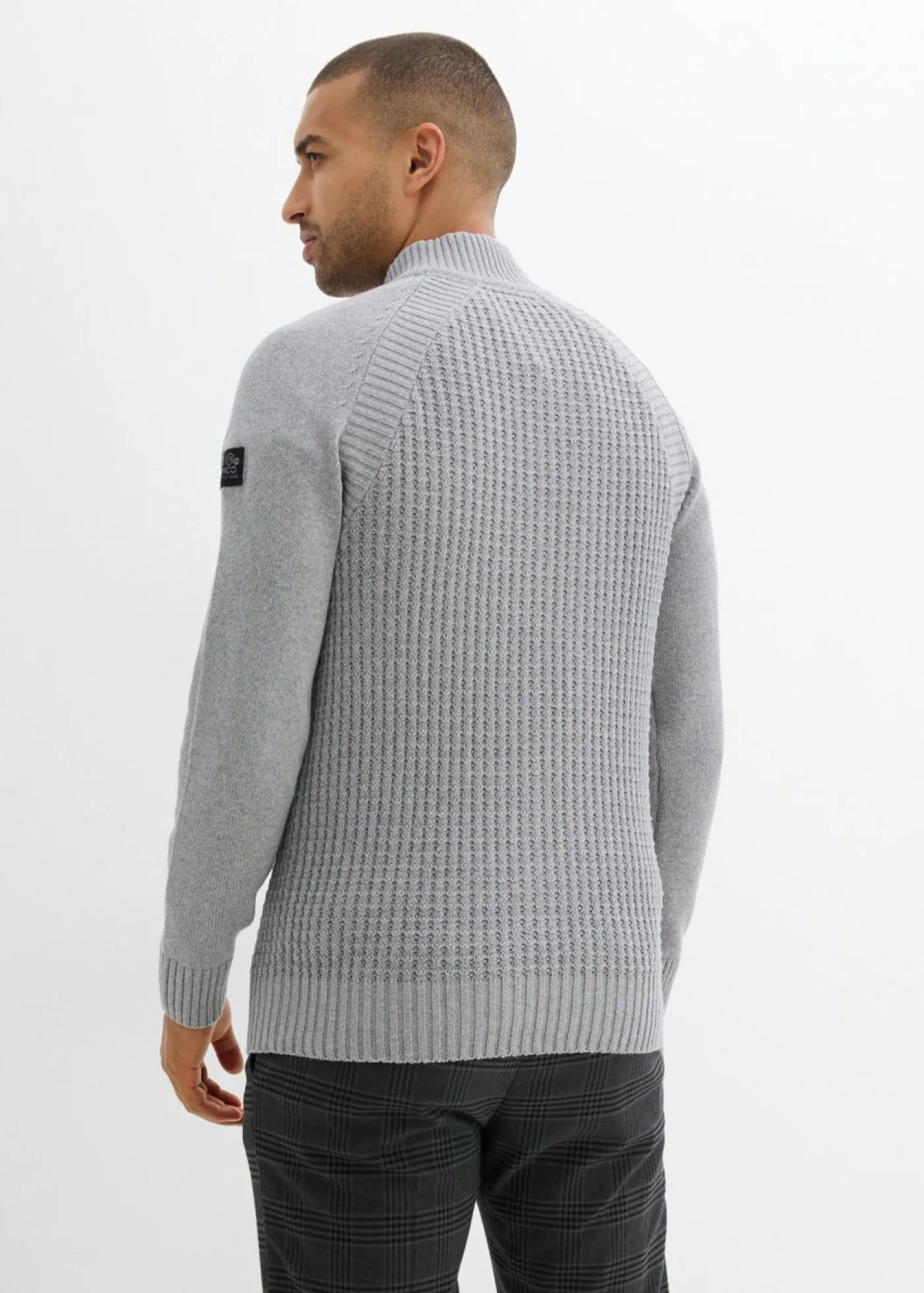bonprix bonprix Jerséis Y Cárdigans>Jersey estructurado de algodón reciclado con cuello alto Gris jaspeado