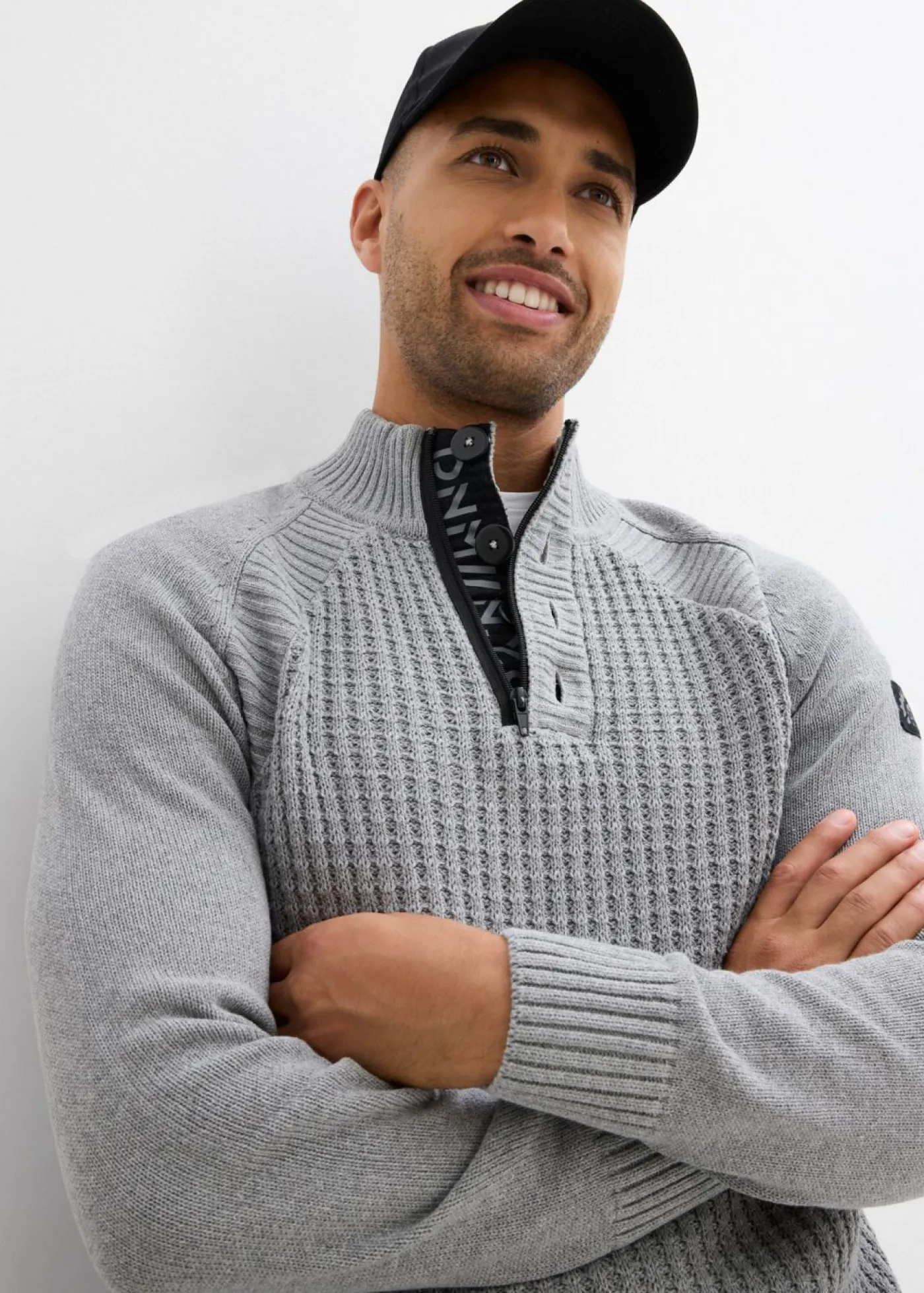 bonprix bonprix Jerséis Y Cárdigans>Jersey estructurado de algodón reciclado con cuello alto Gris jaspeado