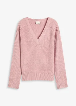 bonprix bonprix Jerséis|Ropa De Punto>Jersey holgado con escote en V Rosa ceniza