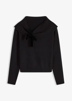 bonprix bonprix Jerséis|Ropa De Punto>Jersey holgado con escote bañera Negro