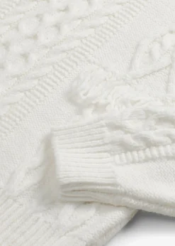 bonprix bonprix Jerséis|Ropa De Punto>Jersey holgado con flecos blanco perla