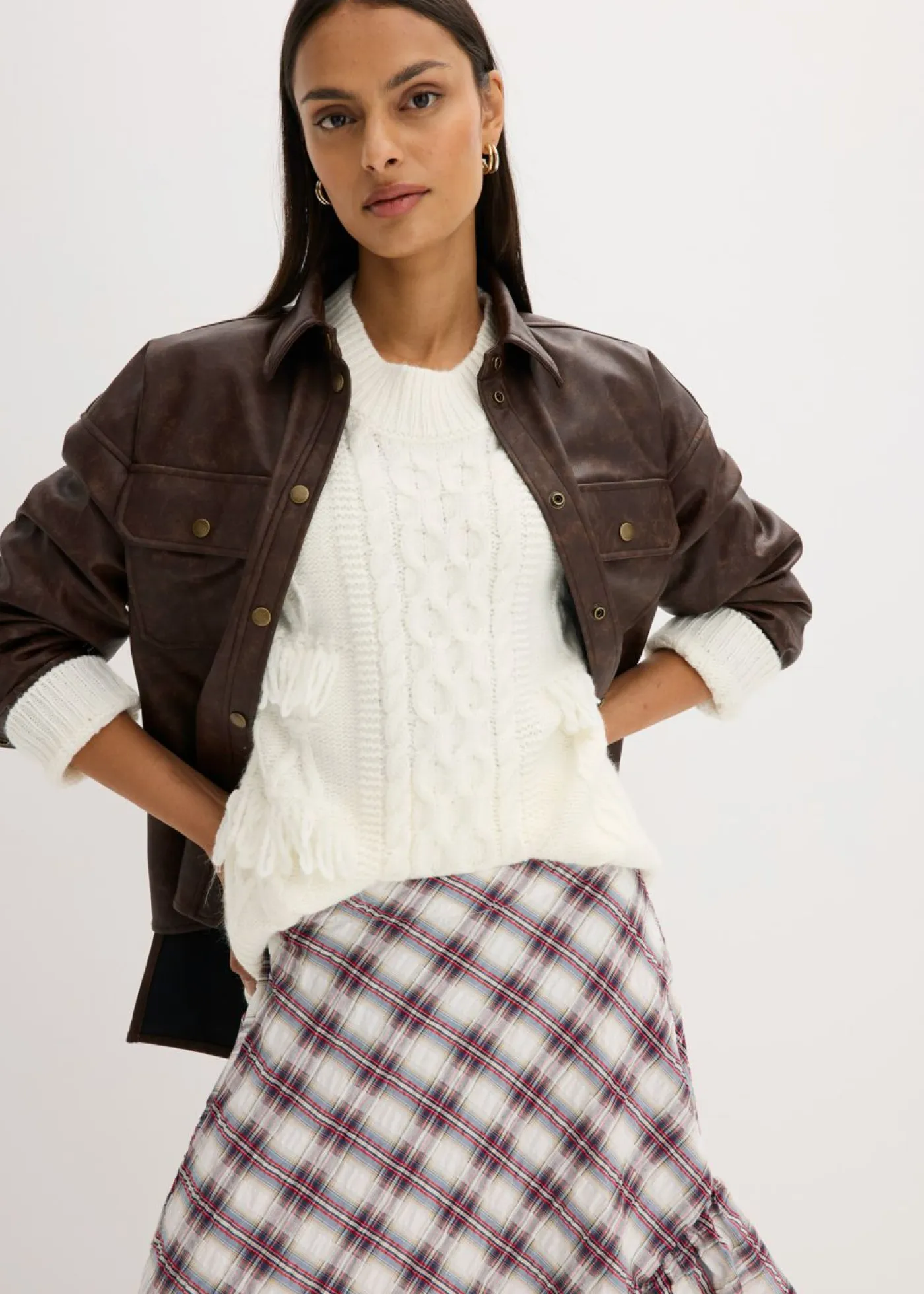 bonprix bonprix Jerséis|Ropa De Punto>Jersey holgado con flecos blanco perla